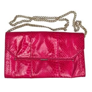Mango MNG Pink Snakeskin Chain Crossbody Bag